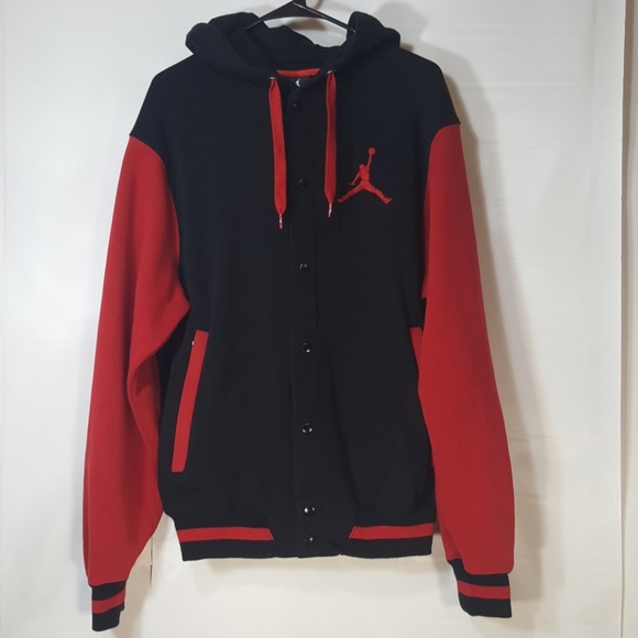 jordan varsity button up hoodie jacket